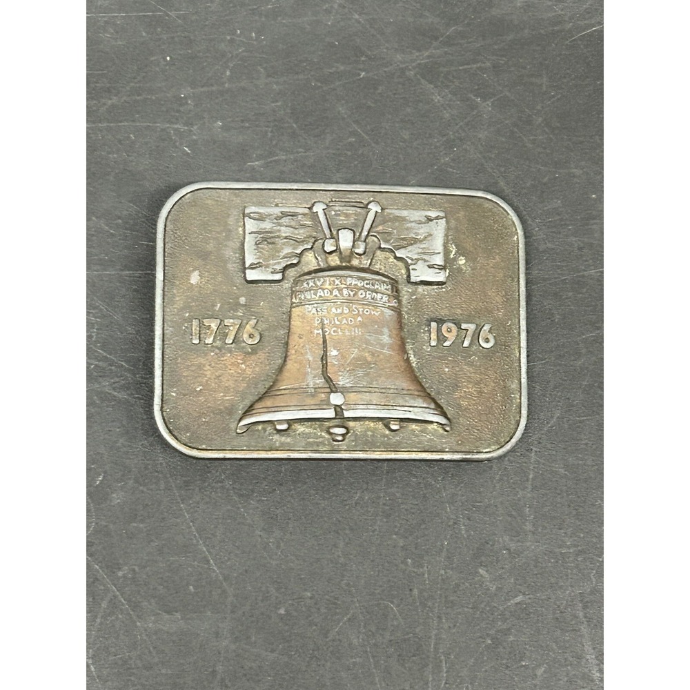 Vintage 1776-1976 Bicentennial Liberty Bell Brass Colored Belt Buckle